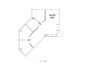 Flex+ floor plan for 4370 Executive Drive, suite 610 in San Diego, CA.