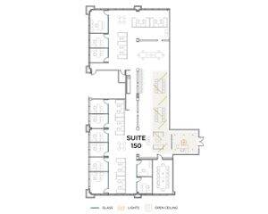 Flex+ floor plan for 12680 High Bluff Drive, suite 150 in San Diego, CA.