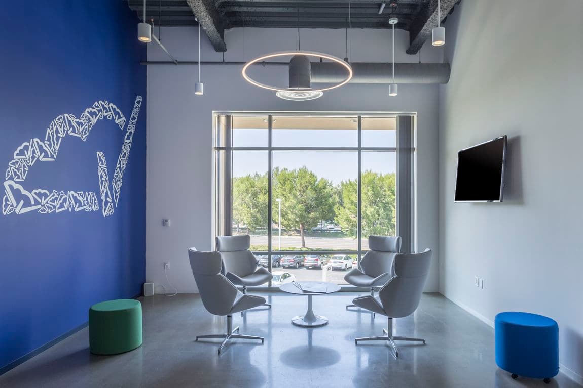 Customer suite photography of Cloudvirga at Jamboree Business Center -- a high end creative office space with open ceiling and polished concrete floors at 2875 Michelle Dr, suite 200, Irvine, CA 92606