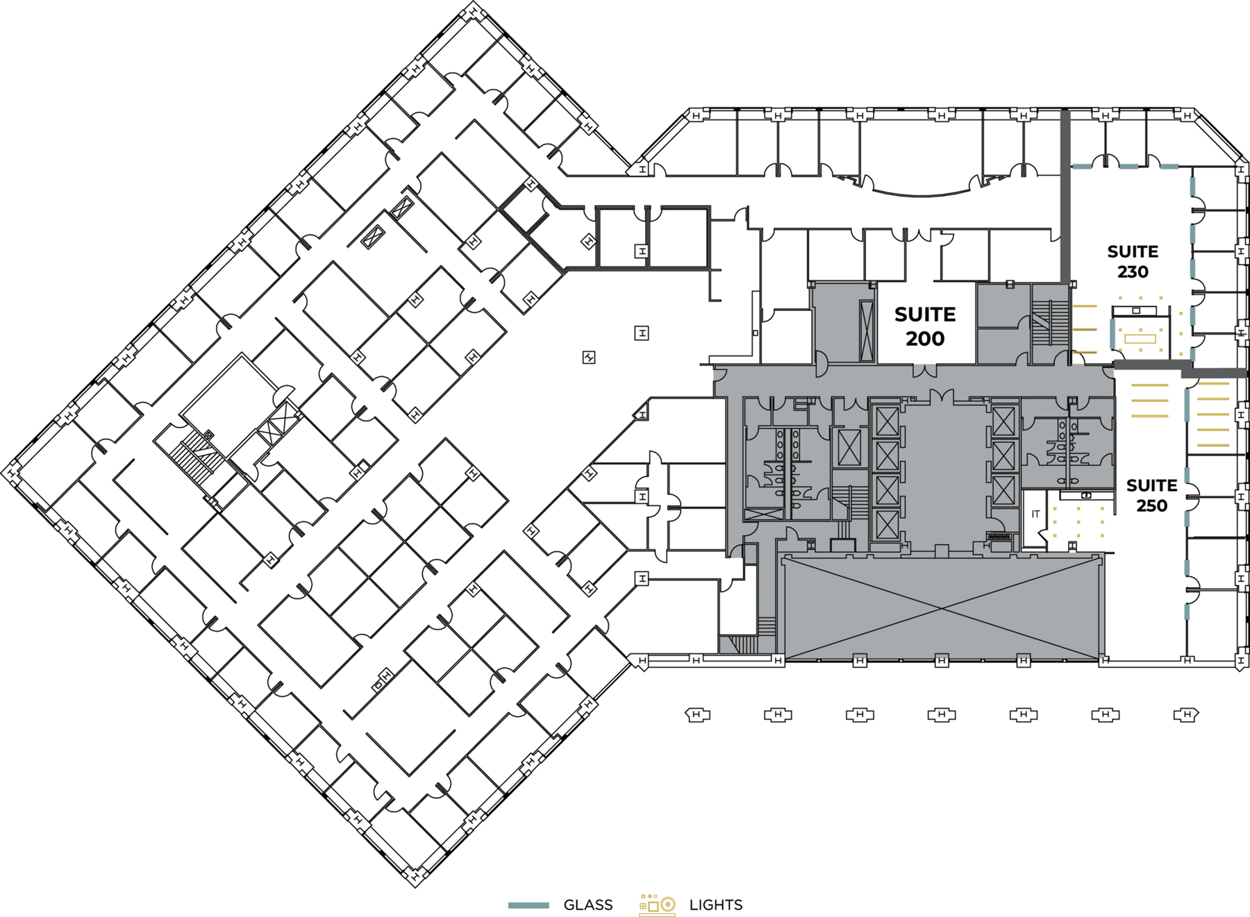 Flex+ floor plan for 100 Spectrum Center Drive, suite 550 in Irvine, CA.