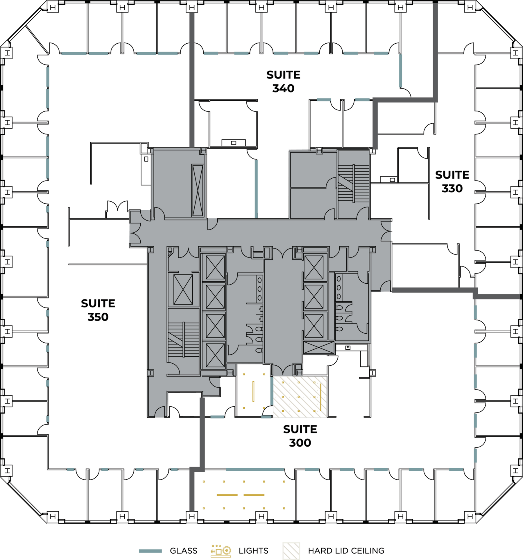 Flex+ floor plan for 100 Spectrum Center Drive, suite 300 in Irvine, CA.