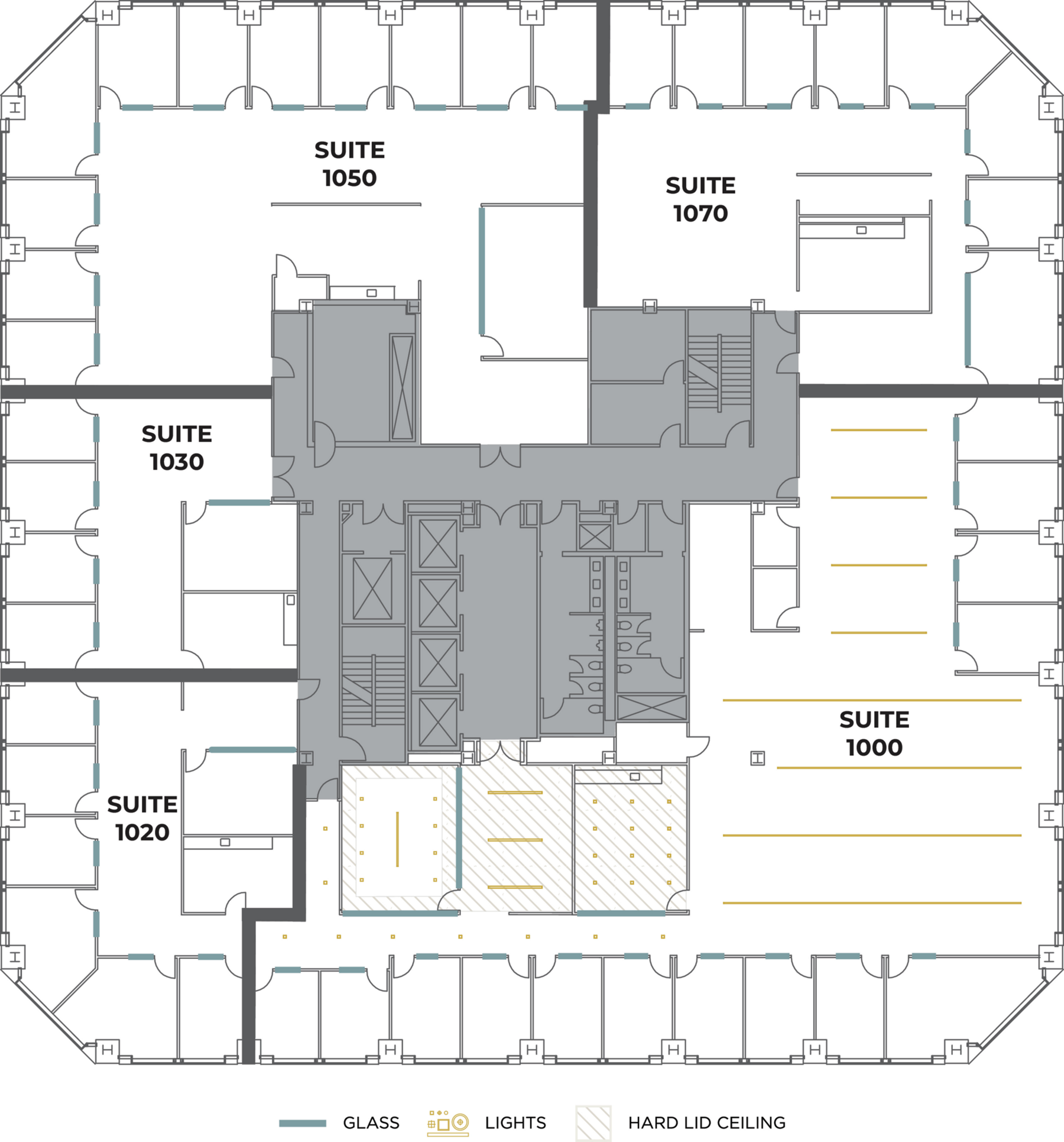 Flex+ floor plan for 100 Spectrum Center, suite 1050 in Irvine, CA.