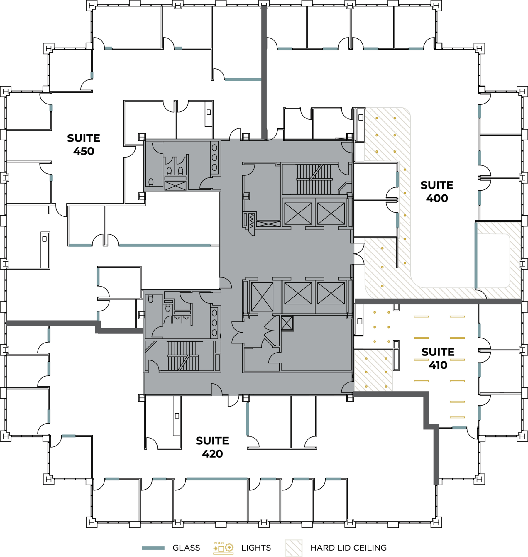 Flex+ floor plan for 1 Park Plaza, suite 400 in Irvine, CA.
