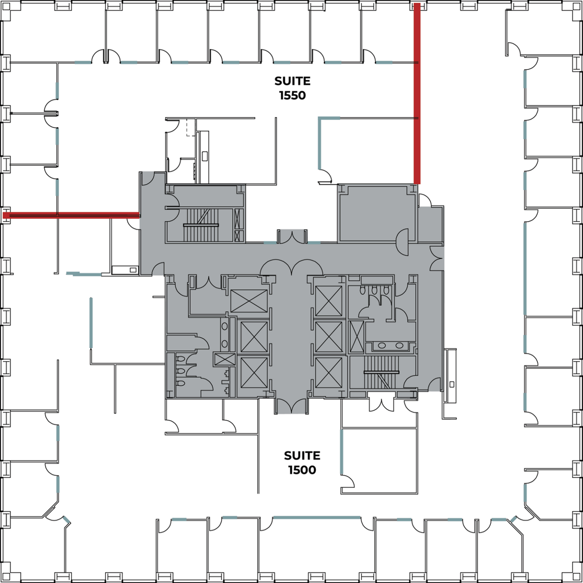 Flex+ floorplan for 4695 MacArthur Court, suite 1550 in Irvine, CA.