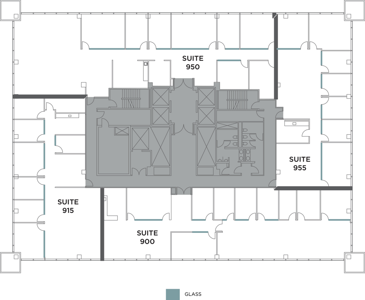 Flex+ floor plan for 11111 Santa Monica Blvd, suite 955 in Los Angeles, CA.