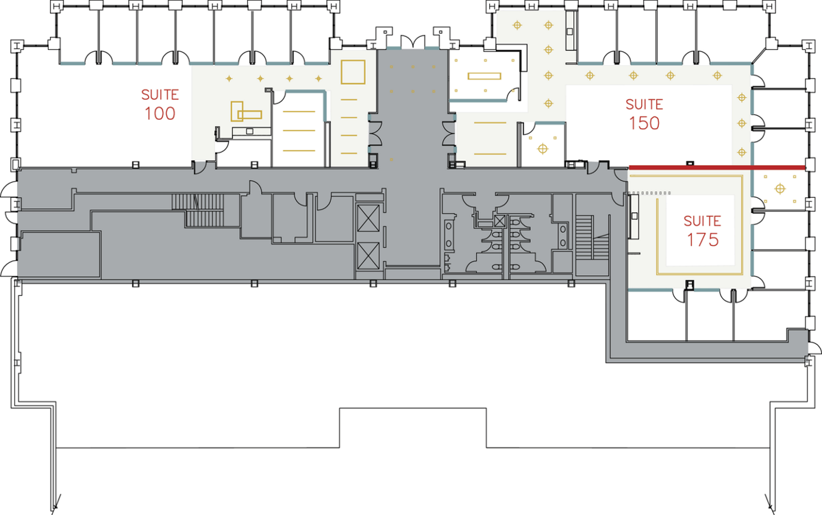 Flex+ floor plan for 680 Newport Center Drive, suite 175 in Newport Beach, CA.