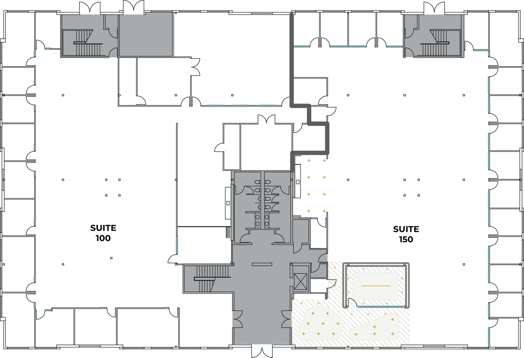 Flex+ floor plan for 4795 Eastgate Mall, suite 150 in San Diego, CA.