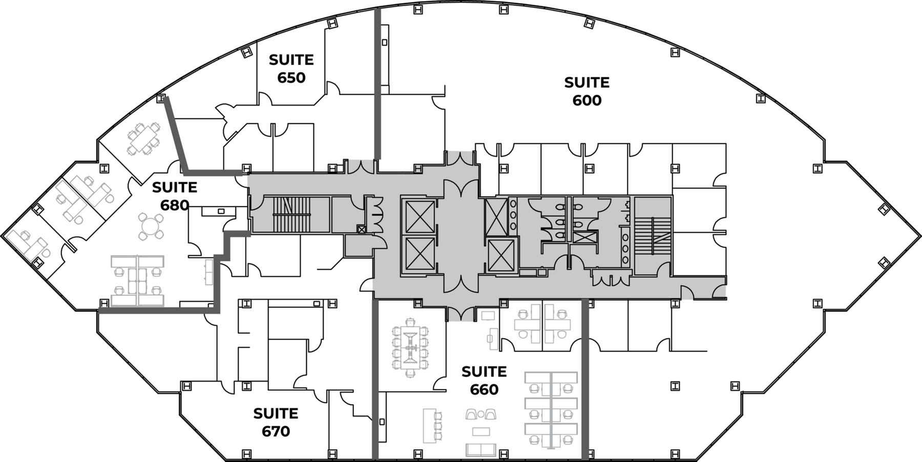 Flex+ floor plan for 4660 Towne Centre Drive, suite 660 in San Diego, CA.