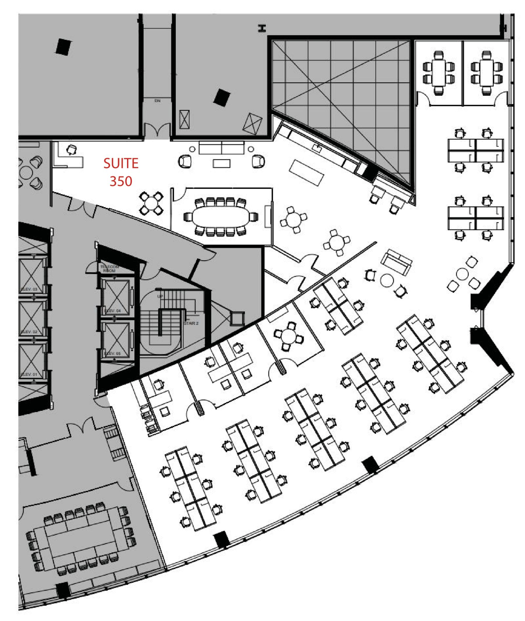 Flex+ Floor Plan for 71 South Wacker Drive, suite 350 in Chicago, IL.
