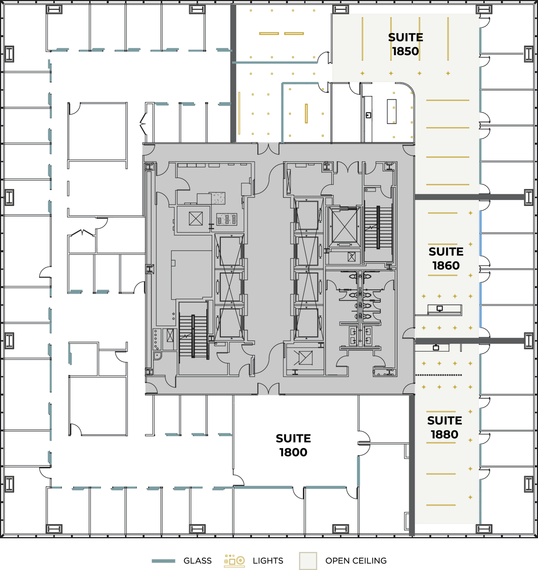 Flex+ floor plan for 200 Spectrum Center Drive, suite 1850 in Irvine, CA.