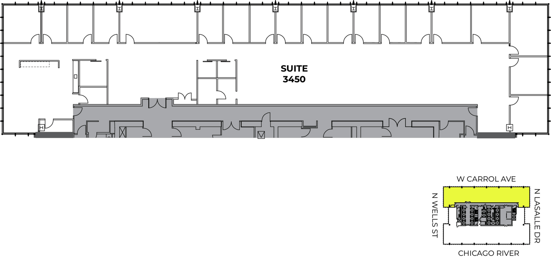 Flex+ floor plan for 300 North La Salle, Suite 3450 in Chicago, IL.