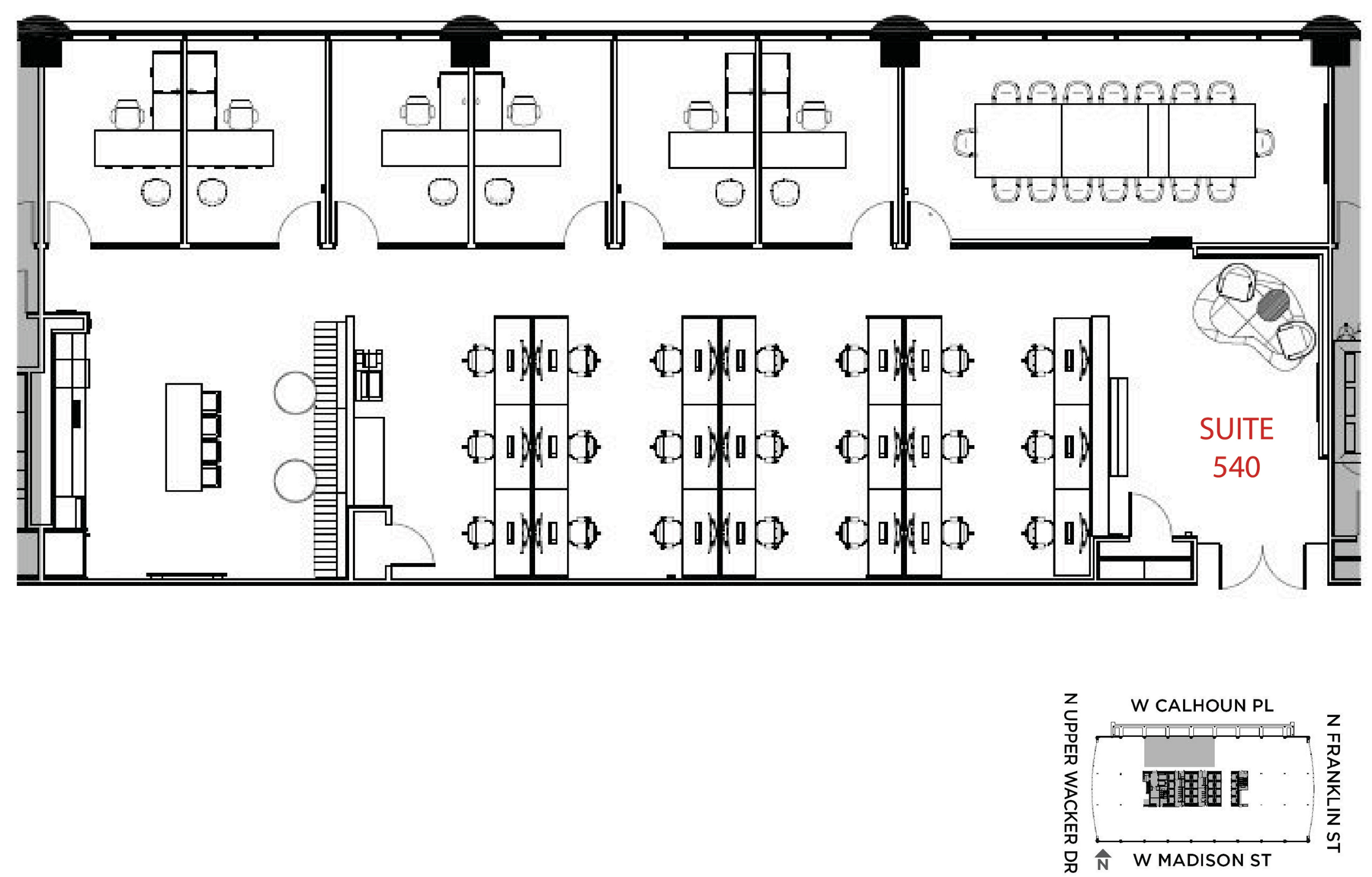 Flex+ floor plan for One North Wacker, suite 540 in Chicago, IL