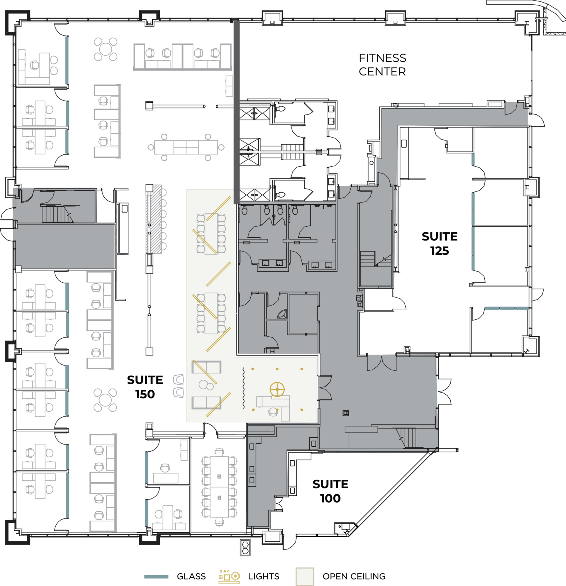 Flex+ floor plan for 12680 High Bluff Drive, suite 150 in San Diego, CA.
