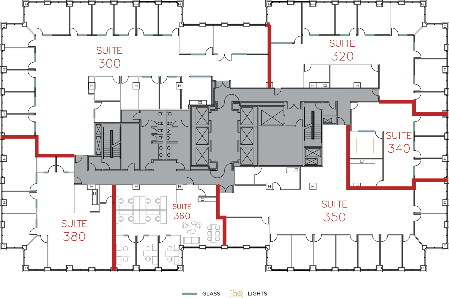 Flex+ floor plan for 20 Pacifica, suite 340 in Irvine, CA.