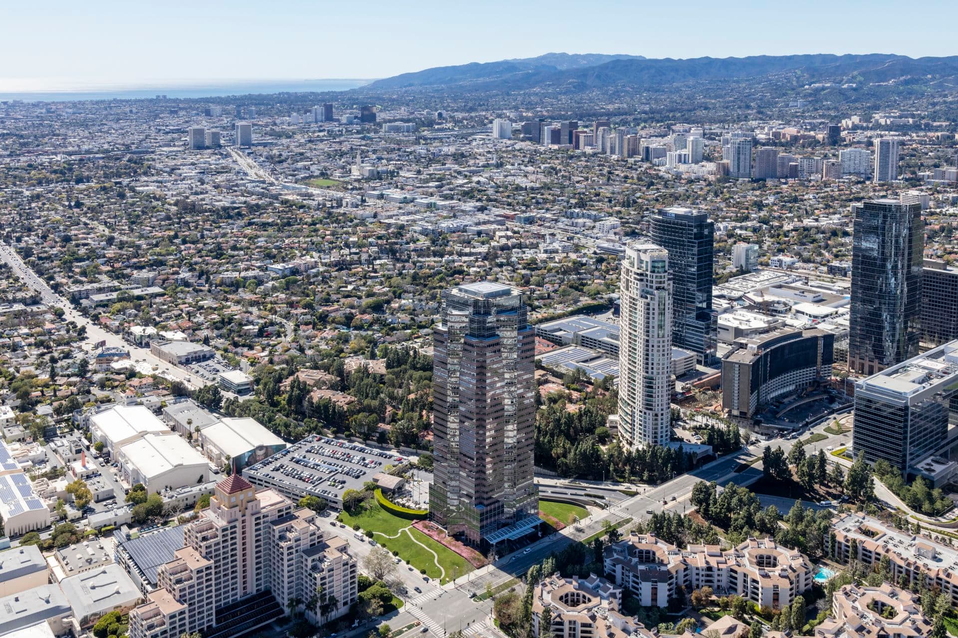 Aerial photography of Fox Plaza, 2121 Avenue of the Stars, Los Angeles, CA