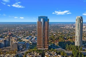Exterior building hero photography of 2121 Avenue of the Stars in Los Angeles, CA.