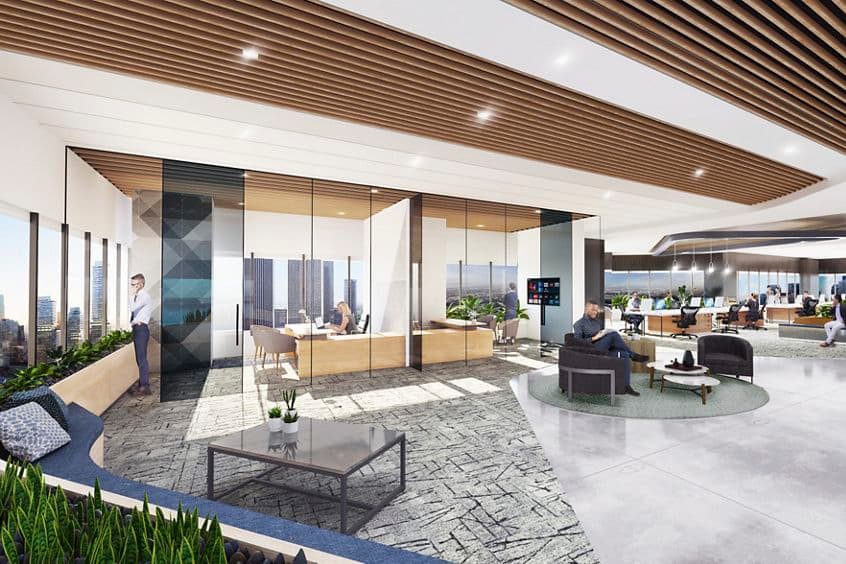 Rendering interior view of 2121 Avenue of the Stars in Los Angeles, CA.