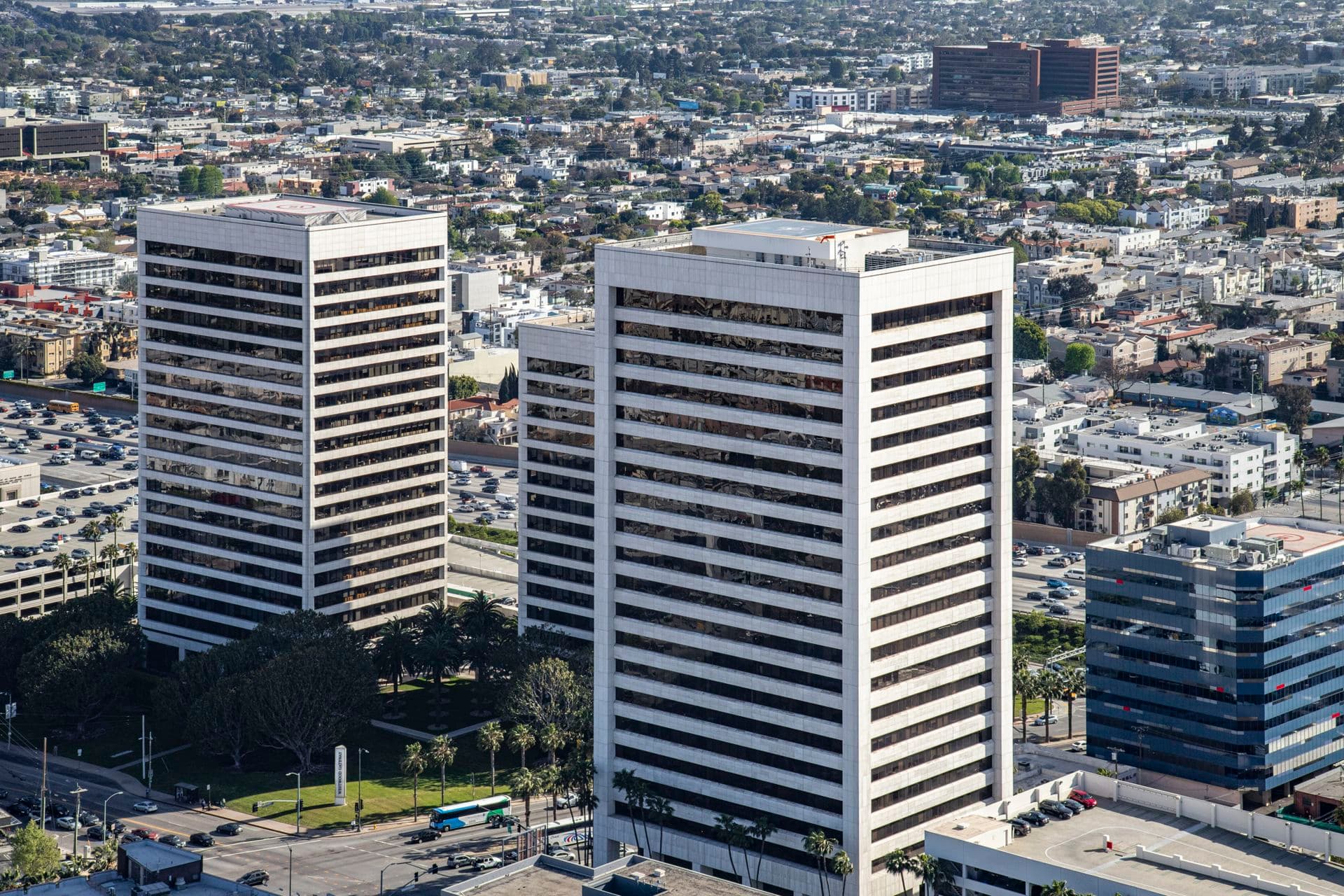 Aerial photography of Westwood Gateway in Los Angeles, CA