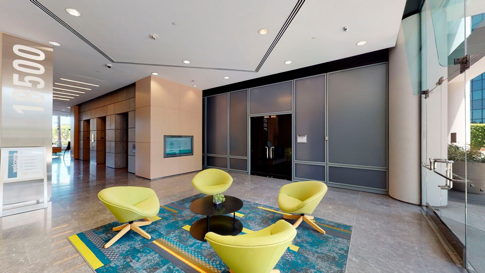 Interior view of 18500 Lobby at Irvine Towers in Irvine, California. 