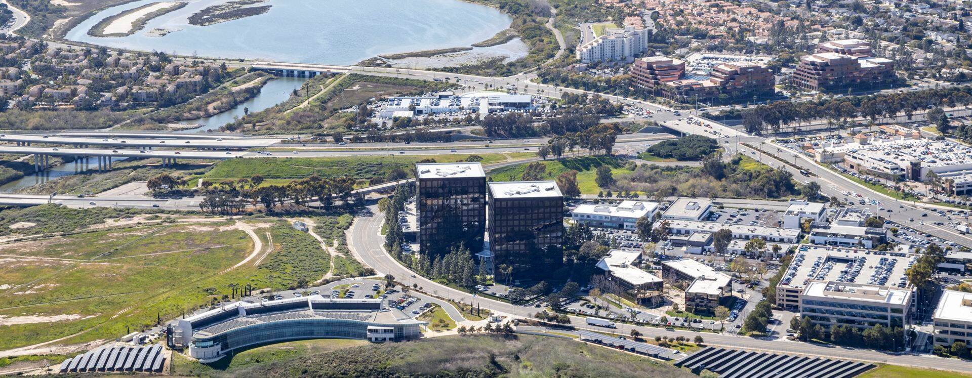 Aerial view of Newport Gateway in Irvine, CA.