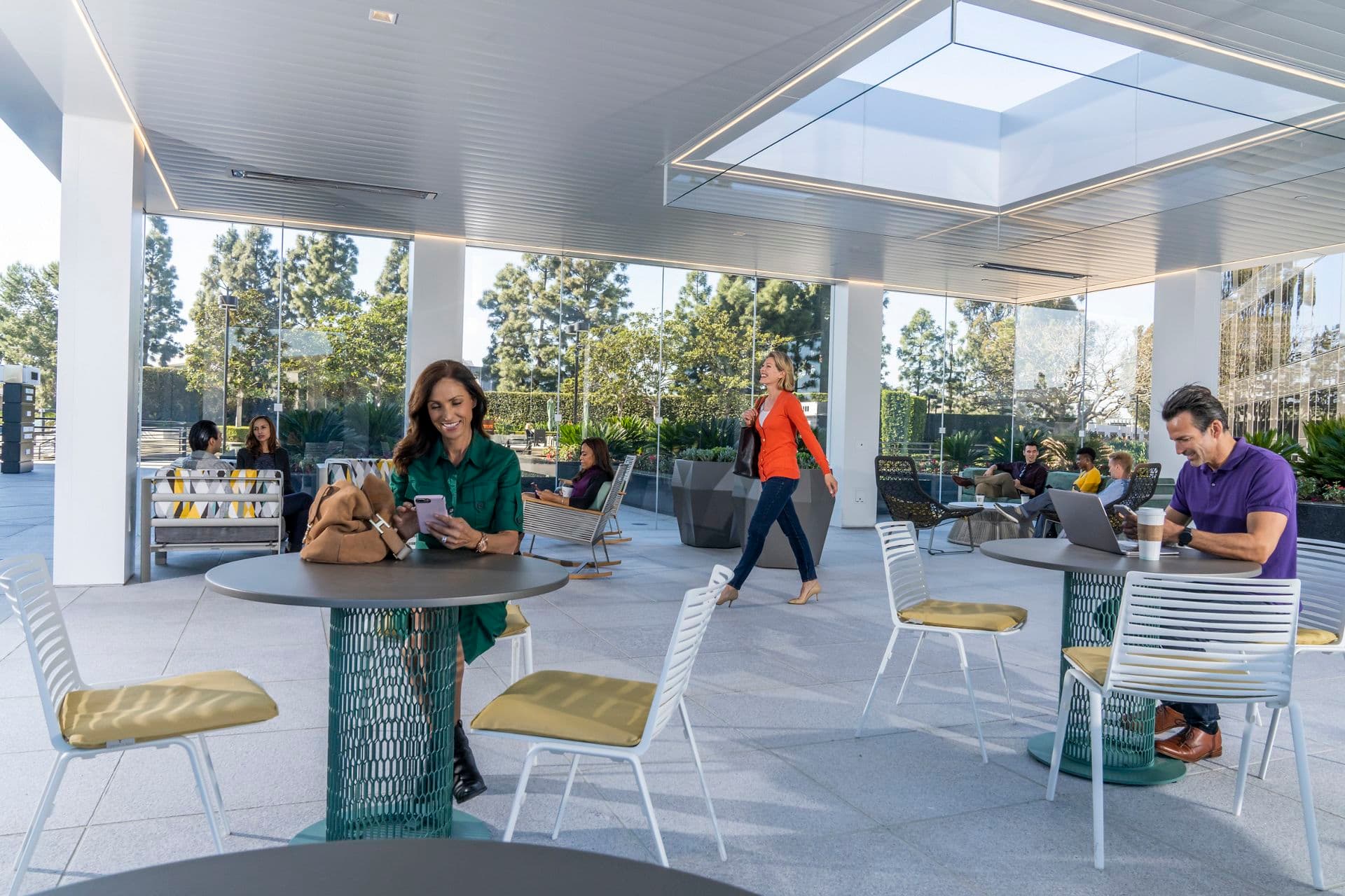 Lifestyle photography of the outdoor pavilion at Newport Gateway