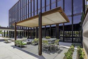 Exterior view of The Commons Outdoor workspace at The Launch in Irvine, CA.