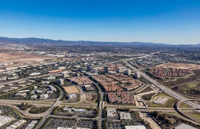 Aerial photography of the Spectrum Skyline in Irvine, Ca