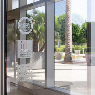 Sustainability signage for LEED, ENERGY STAR and the Hybrid Electric Collection at 200 Spectrum Center in Irvine, CA