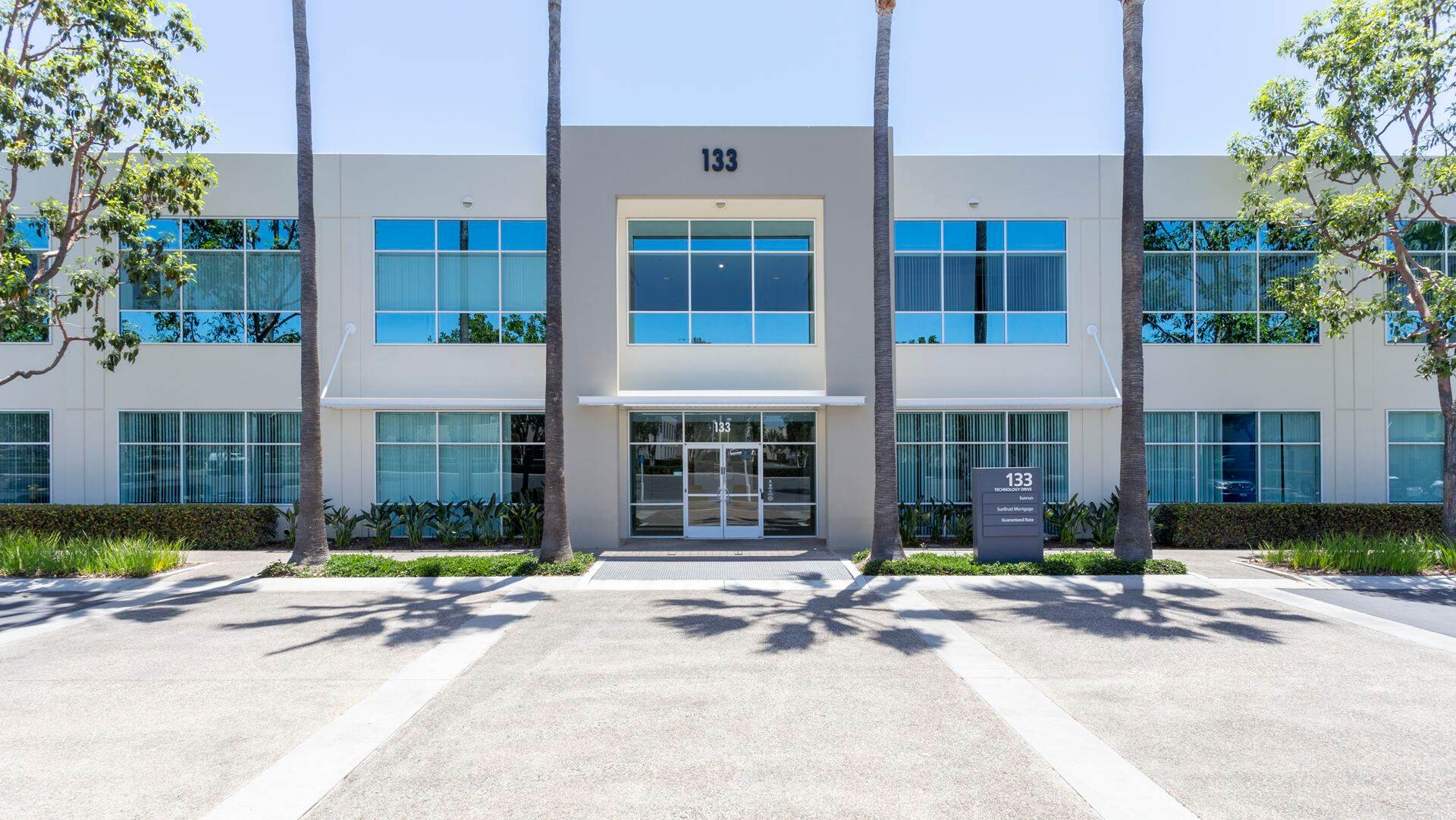 Exterior building photography of 133 Technology entry at Corporate Business Center in Irvine, CA