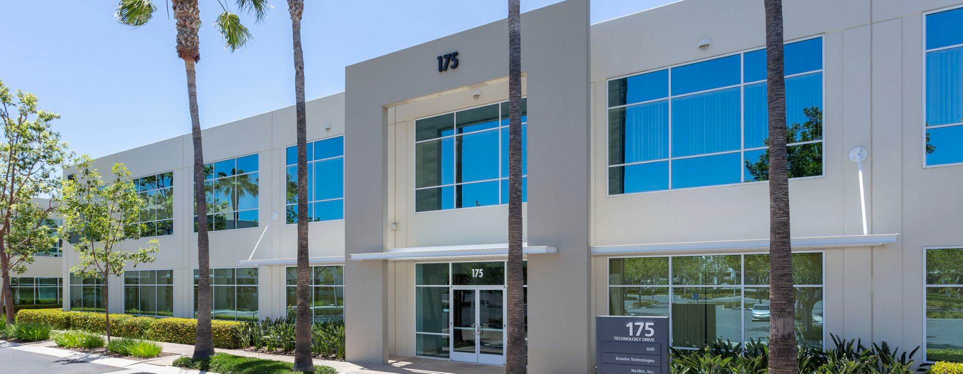 Exterior building photography of 175 Technology entry at Corporate Business Center in Irvine, CA