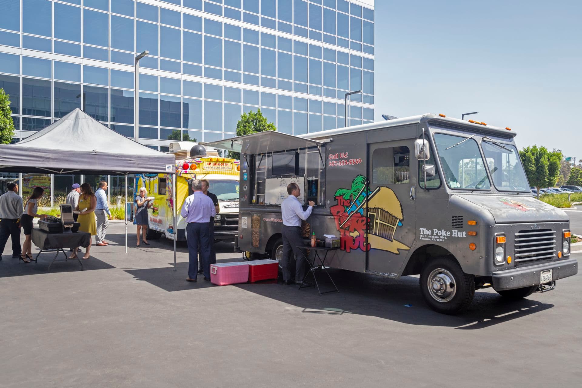 Photography of food trucks at The Quad - Discovery Park in Irvine, CA