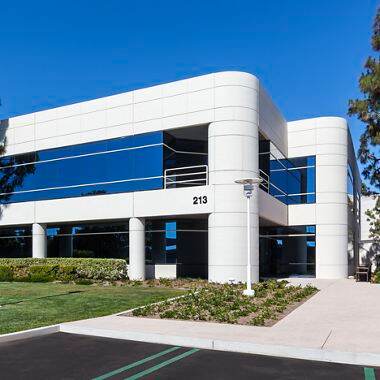 Exterior views of 213 Technology Drive office building at Freeway Technology Park in Irvine Spectrum 3. RMA Photography 2015.
