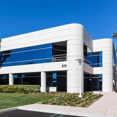 Exterior views of 213 Technology Drive office building at Freeway Technology Park in Irvine Spectrum 3. RMA Photography 2015.