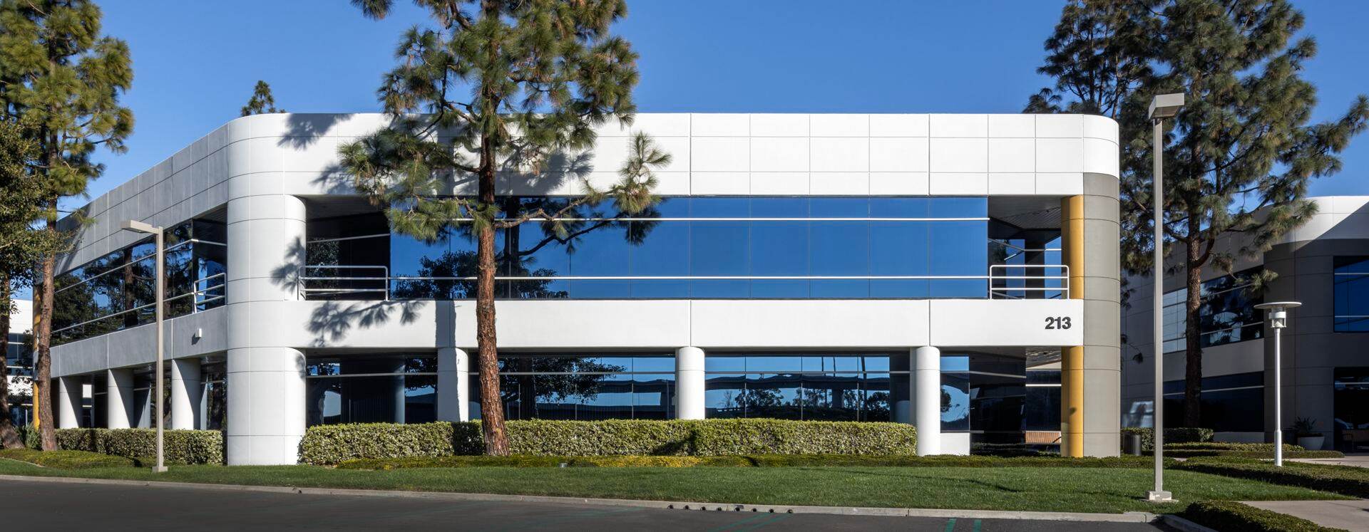 Exterior view of 213 Technology Drive in Irvine, CA.
