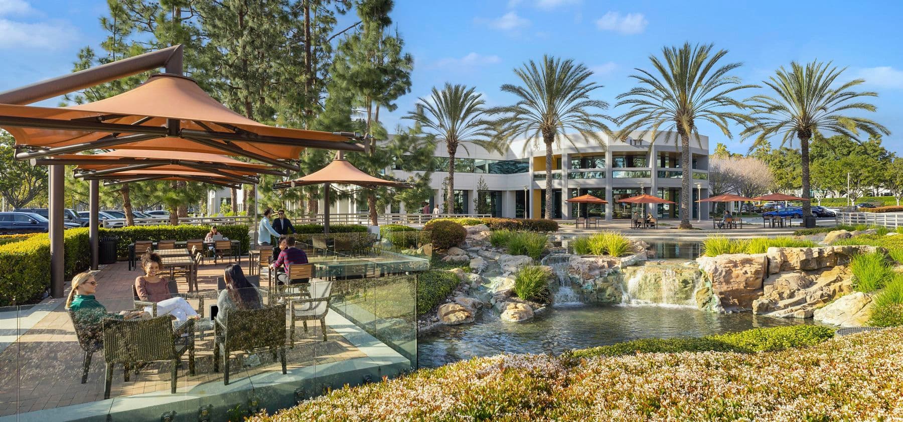 Photography of The Commons outdoor workspace near Lakeview Business Center - 15300 Barranca Parkway in Irvine, CA.
