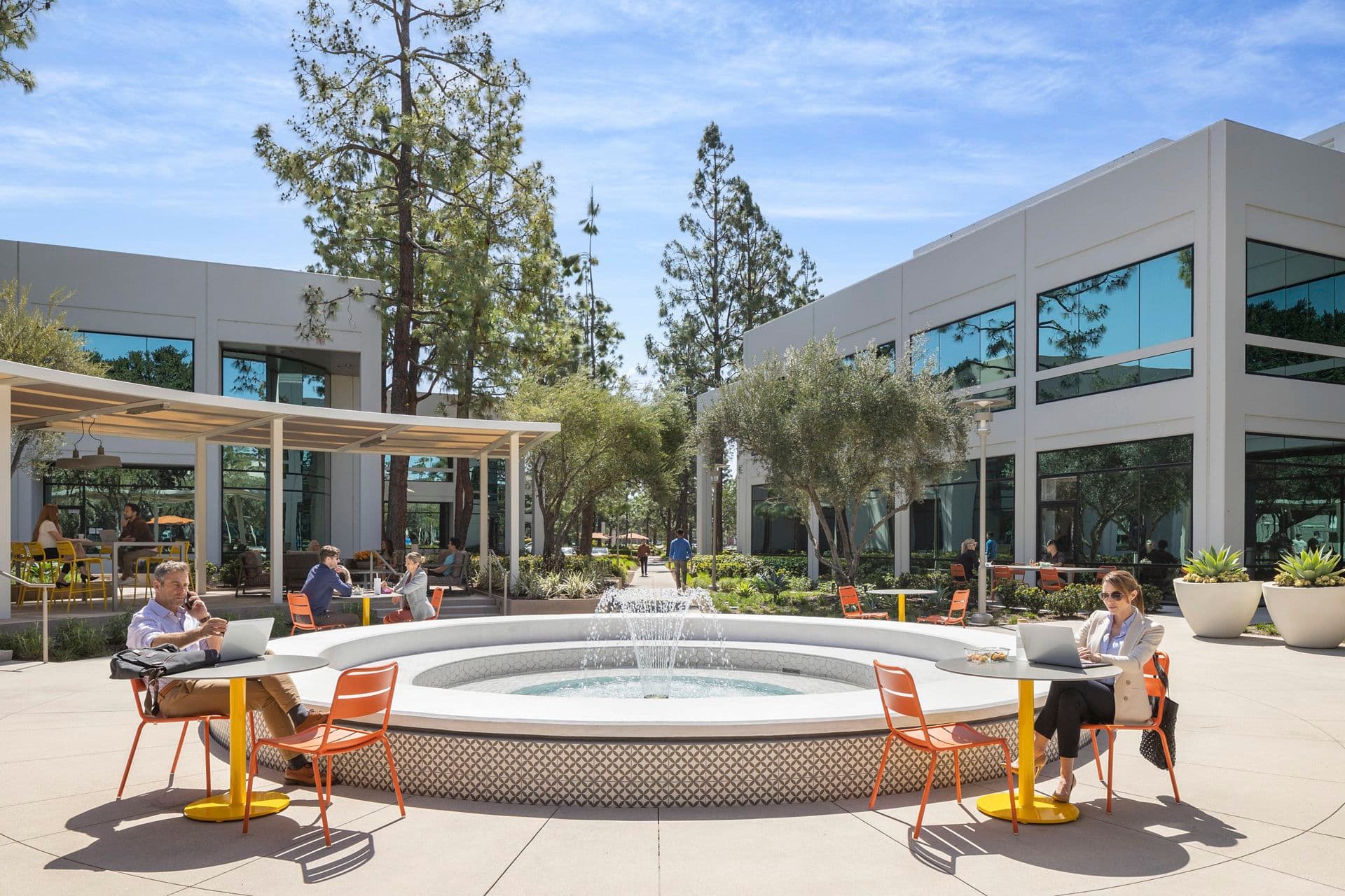 Photography of The Commons outdoor workspace near Lakeview Business Center - 15300 Barranca Parkway in Irvine, CA.