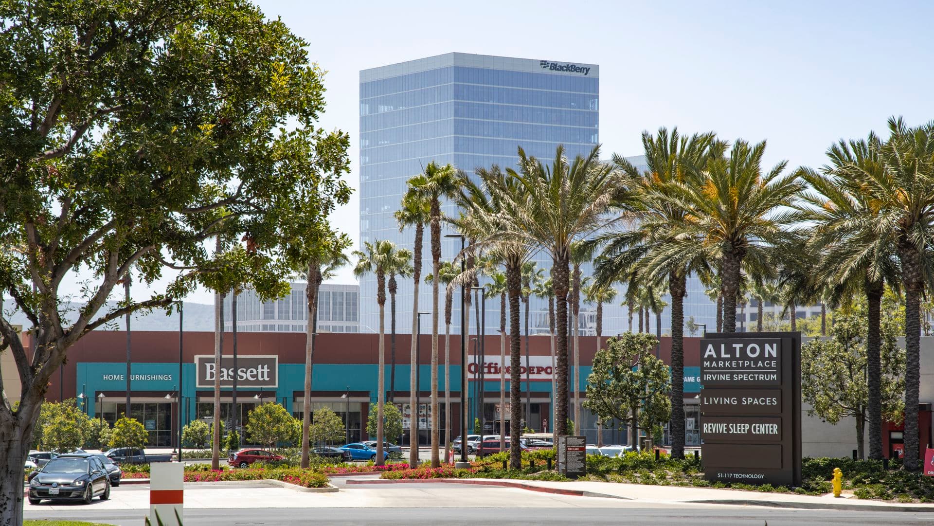 Exterior view of Alton Marketplace from 80 Technology at Lakeview Business Center in Irvine, CA.