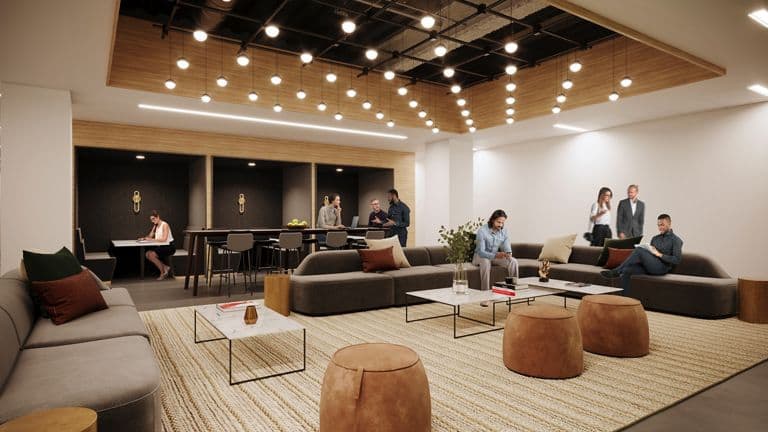 The new shared amenity lounge at 17700 will feature breakout areas providing teams extra space to work and collaborate in comfort. 
*Artist rendering subject to change.
