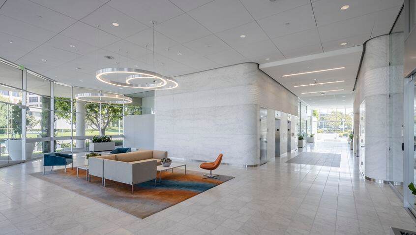 Interior view of lobby at 450 Newport Center Drive in Newport Beach, CA.