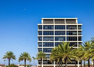 Exterior photography of 500 Newport Center Drive in Newport Beach, CA.