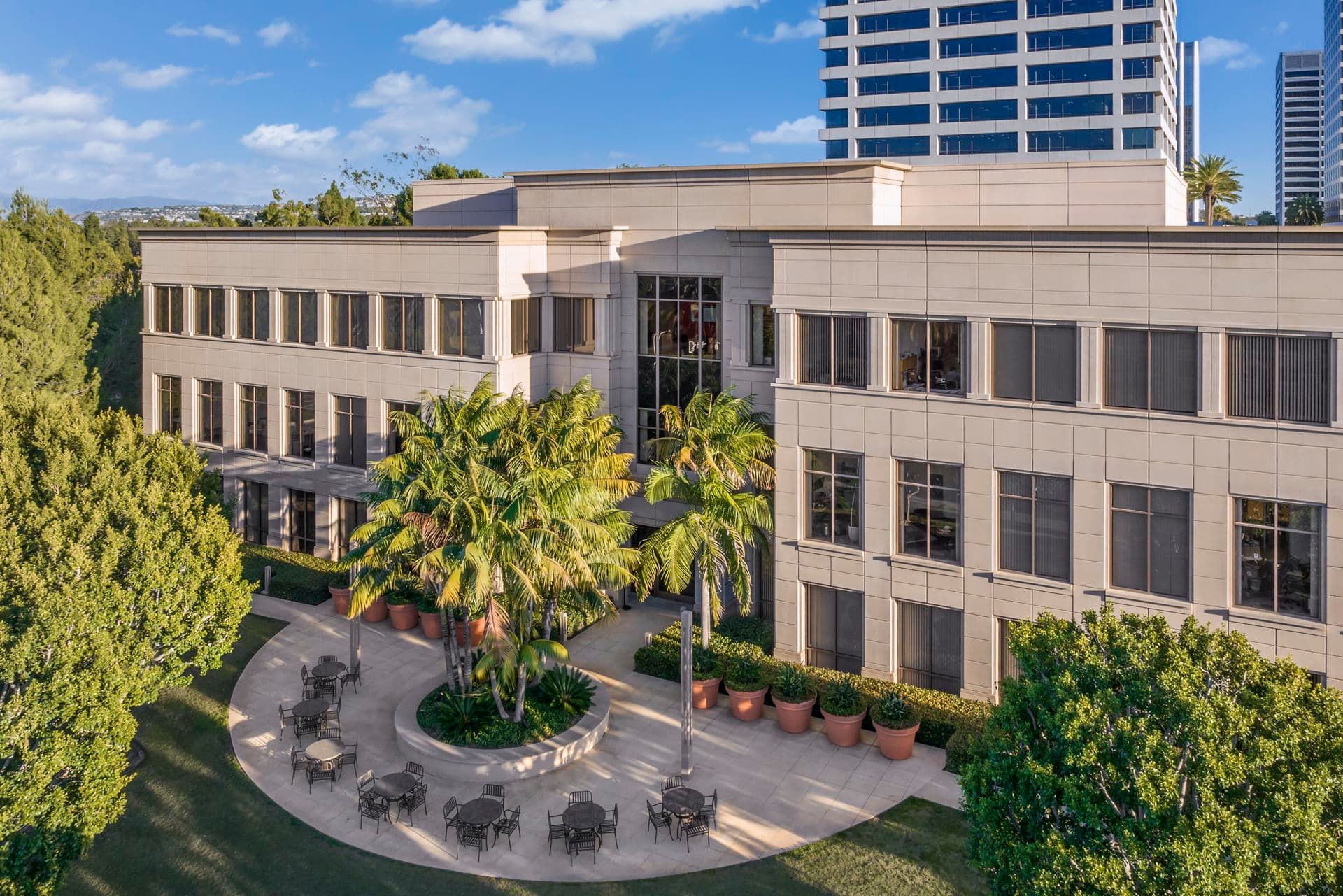 Exterior view of the 680 Newport Center Drive Office building in Newport Beach, CA.