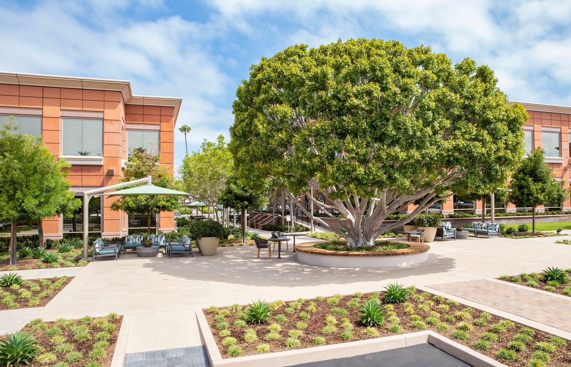 Exterior view of Corporate Plaza in Newport Beach, CA.