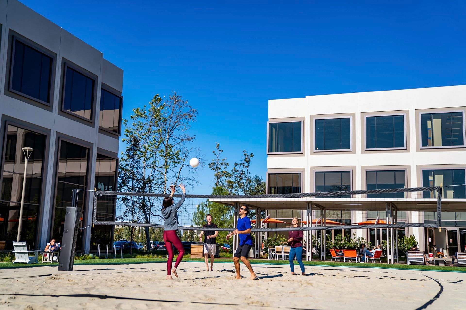 Lifestyle photography of the volleyball court at UCI Research Park between 5301 and 5291 California Avenue in Irvine, CA