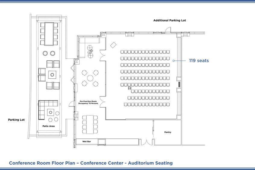 Layout of conference room at UCI Research Park in Irvine, CA