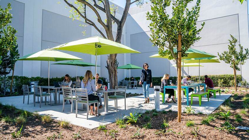 Lifestyle photography of the outdoor reinvestment at Jamboree Business Park - 14350 Myford Road in Irvine, CA