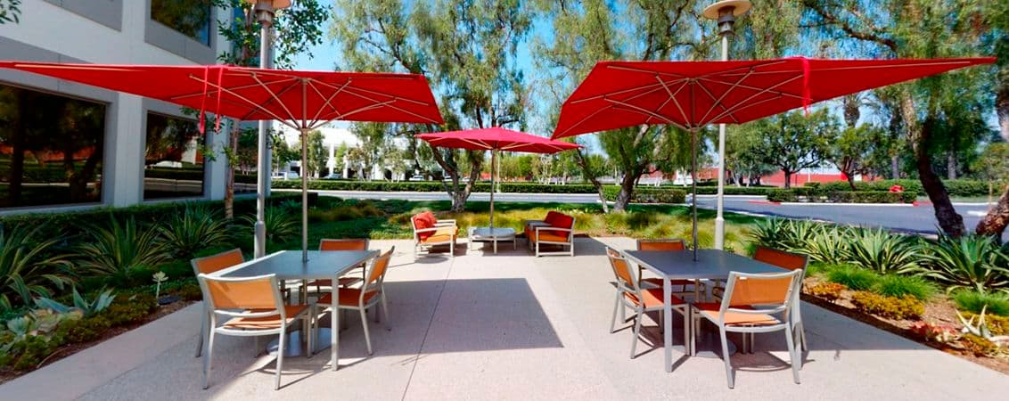 Exterior photography of Outdoor Workspace at 3240 El Camino Real at Market Place Center, Irvine CA.