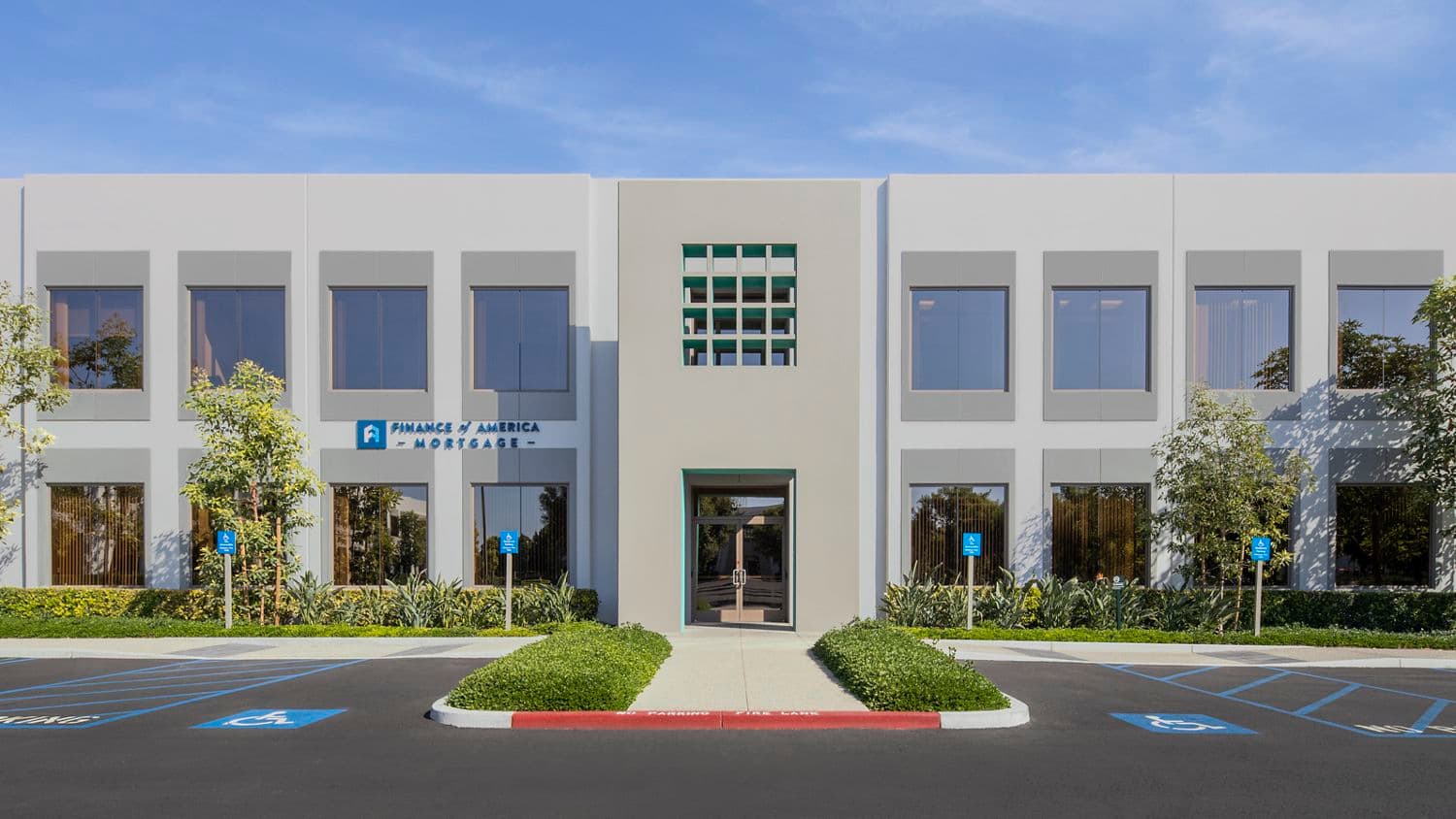 After reinvestment photography of the building exterior at Market Place Center - 320 Commerce in Irvine, CA