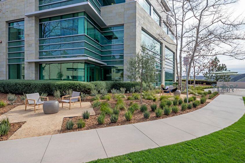 After photography of the outdoor workspace reinvestment at Gateway at Torrey Hills in San Diego, CA
