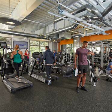 Interior view of fitness center at Paseo Del Mar in San Diego, CA.