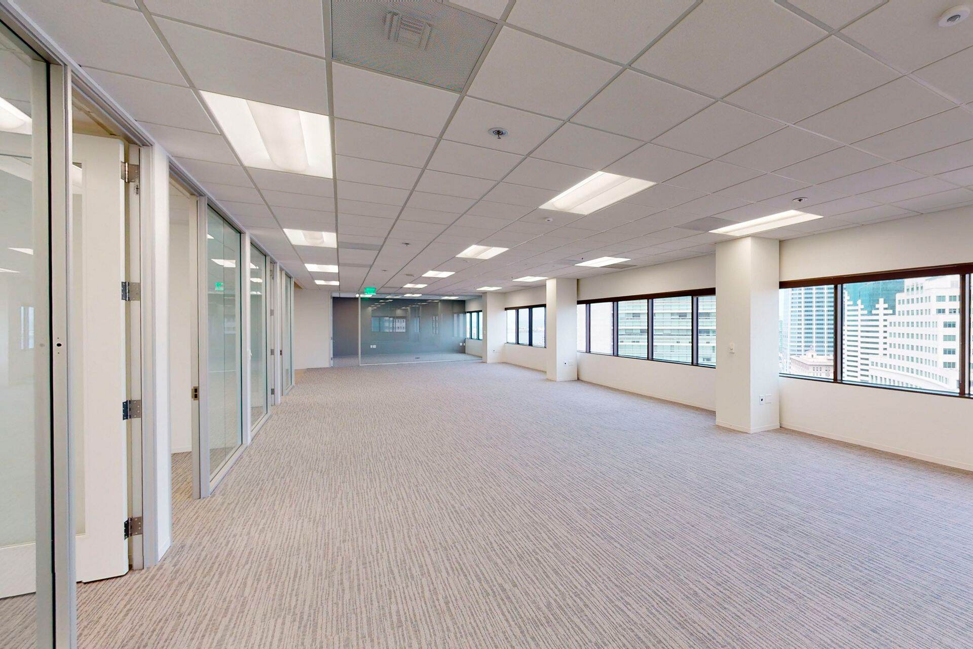 Interior view of Flex Workplace+ Suite 1130 at 101 West Broadway, in San Diego, California.